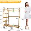 Baveke Bamboo Clothing Garment Rack Frame Made of FSC-Certified Bamboo, 7 Tier Storage Shelf Coat Clothes Hanging Rack, Portable Wardrobe Closet Organizer, Shoe Storage Shelves for Bedroom, Natural