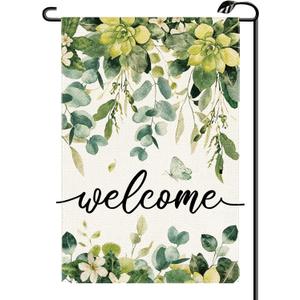Spring Eucalyptus Flowers Garden Flag 12x18 Inch Vertical Seasonal Summer Welcome Double Sided Small Flags Farmhouse Outside Decoration For Yard (ONLY FLAG) CJ49