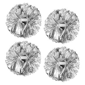 4Pcs Metallic Cheerleading Pom Poms, Creatiee 2 Pair Cheerleader Cheering Squad Pompoms for School Sports Dance Games Team Spirit Cheer (Silver)