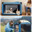 Ownpets 48 inch XXL Collapsible Dog Crate for Large Dogs, Portable Travel Dog Crate, 4-Door Foldable Pet Kennel with Durable Mesh Windows and Soft Mat, Blue