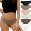 Sharicca Seamless Underwear for Women No Show Bikini Panties Comfortable Stretch Invisible Ladies Hipster Briefs, Size  S