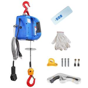 1100LBS 110V Electric Hoist, 3 in 1 Portable Electric Winch Hoist Lift with Remote & Wired Control, Anti-Fall Swivel Hooks, 25ft Lifting Height, Overload Protection, 16.4ft/min, No Coasting (Blue)