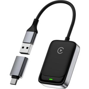 MoKo Wireless CarPlay Adapter for iPhone 2025, Only for iPhone iOS 10+ and Cars with Built-in Car Play, Converts Wired Car Play to Wireless Dongle,Plug and Play Fast Response Bluetooth CarPlay Adaptor
