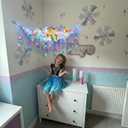 Winter Snowflake Stuffed Animals Hammock Net with LED Light Nursery Winter Room Decor Snowflake Plushie Ceiling Net Toy Storage Organizer Blue Purple Wall Hanging for Bedroom Nursery Playroom