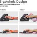 Wrist Rest Support Ergonomic Gel Mouse Pad & Memory Foam Keyboard Set Non-Slip Rubber PU Base Easy Typing and Relieve Wrist Pain Mouse Mat for Computer Office - Pink Marble