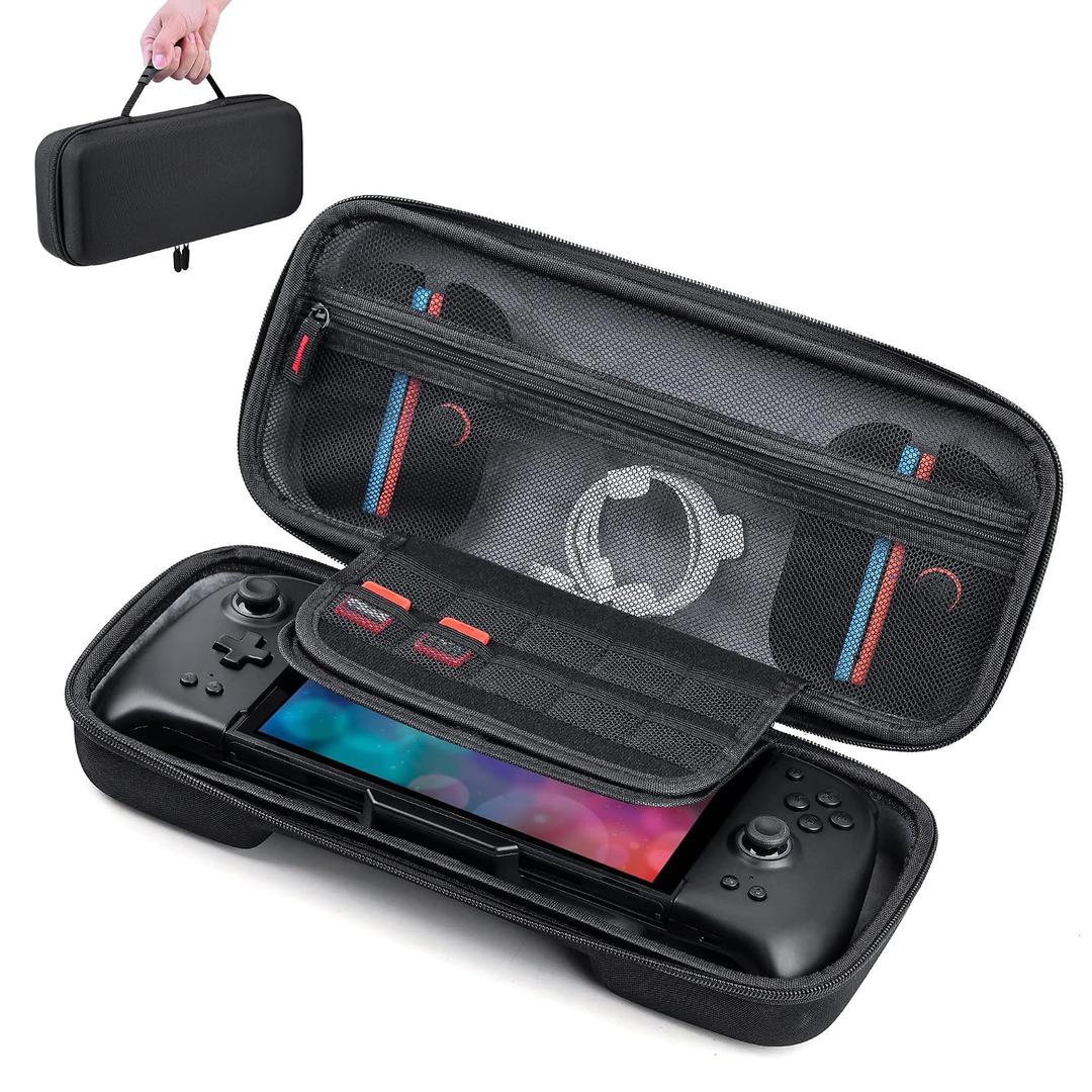 iofeiwak Carrying Case for Switch Controllers / Enhanced Grip / Wider-Sized Switch Accessories - 20 Game Slots / Hard Shell / Large Capacity