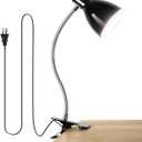 Desk lamp Eye-Caring Table Lamps, 360Rotation Gooseneck Clip on Lamp Reading Light Portable Reading Book Light Clamp Study Desk Lamps for Bedroom and Office Home Lighting (Black)