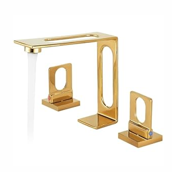 BAKALA Black Bathroom Faucet 3 Hole, 8-Inch Widespread Bathroom Sink Faucet, 2-Handle Matte Black Faucet Bathroom with Water Supply Hoses, Modern Hollowed Design