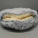 ShinHye Cat Bed Round Plush Fluffy Hooded Cat Bed Cave, Cozy for Indoor Cats or Small Dog beds, Soothing Pet Beds Doughnut Calm Antinxiety Dog Bed  Waterproof Bottom Washable (20×20inch, Grey)