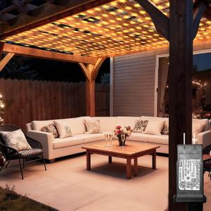 Lovelite 10ft x 10ft Net Lights, 280LED Gazebo Lights Outdoor 8 Modes Timer, Waterproof Connectable Christmas Light Clear Wire Large Size for Bushes Patio Pergolas Garden Holiday Party - Warm White