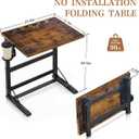 23.3 Inch Folding Desk that Comes Fully Assembled, a Large TV Tray Table for Eating on the Couch with a Cup Holder, Rustic Brown