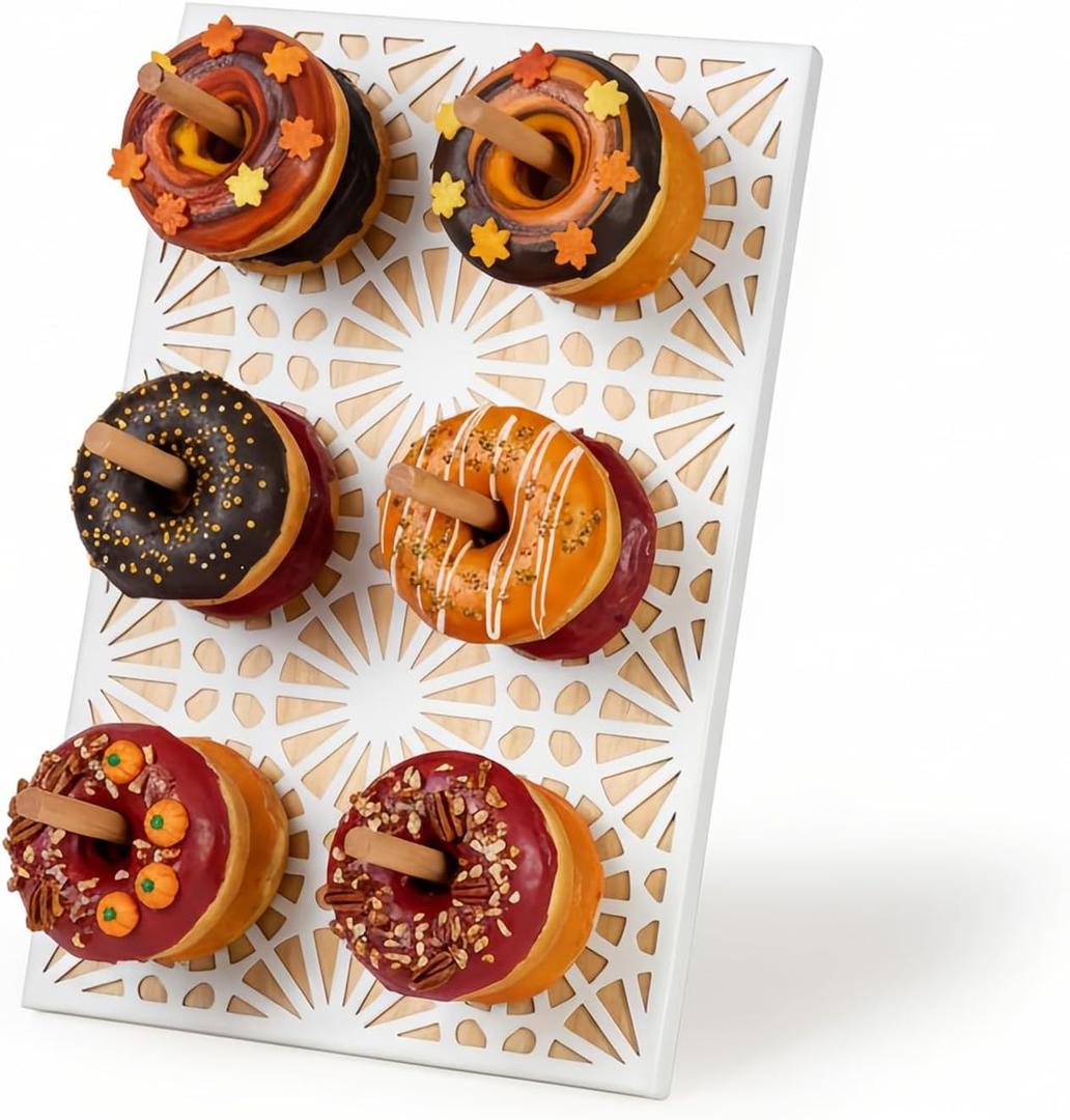 Donut Wall Stand,Doughnut Display Stand,Bagel Holder for Party, Dessert Table,Birthday, Wedding, Baby Shower, Bridal Showers,Party SuppliesRectangular (White)