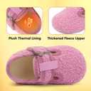 L-RUN Toddler Slippers Wide Cozy Boys Girls House Slippers Non-slip Kids Soft Plush Indoor House Shoes for Winter Warm (Pink)