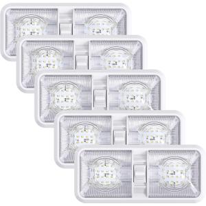 Leisure LED 4 Pack RV LED Ceiling Double Dome Light Fixture ON/OFF Switch Interior Lighting for Car/RV/Trailer/Camper/Boat DC 11-18V Natural White 4000-4500K 48X2835SMD (Natural White 4000-4500K)