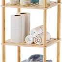 AmazerBath 5-Tier Bamboo Bathroom Shelf, Bathroom Standing Shelves, Multifunctional Shelving Unit for Living Room Bedroom Kitchen, Natural Color