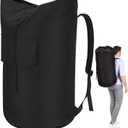 Backpack Laundry Bag, 115L Heavy Duty Extra Large College Laundry Backpack, Dirty Clothes Bag with Shoulder Straps, Laundry Hamper Bag with Drawstring Closure for College Dorm, Apartment Black