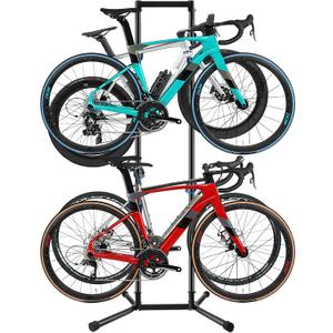 Stand Bike Storage Rack Garage Max 240lbs, Freestanding Gravity Indoor Bike Rack Holds 4 Bikes with Adjustable Arms, Vertical Bike Stand Space Saving for MTB, Road Bike