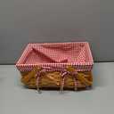 Yesland Picnic Basket, Natural Woven Basket with Double Folding Handles, Woodchip Basket & Organizer Blanket Storage for Egg Gathering, Wedding, Candy Gift & Toy (13 x 8 x 6-1/4 Inches)