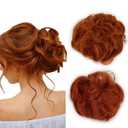 iLUU 2pcs/pack Orange Red Hair Bun Extensions Wavy Curly Messy Synthetic Chignon Hairpiece Easy Bun Hair Pieces for Women Hair Updos for Women Girl - #119B Orange Red Copper Red