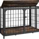 Himix Dog Crate Furniture, XL Dog Crate Furniture for Large Medium Dogs, Wood Dog Crate Table with Sturdy Metal, Heavy Duty Dog Kennel Indoor 40.15''x 25''x 27.56'' (Rustic Brown)