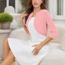 Women's Long Sleeve Shrugs Lightweight Open Front Cropped Cardigan for Women, 13Y(Pink)