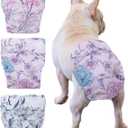CuteBone Washable Dog Diapers Female No Tail Hole 3 Pack Reusable Doggie Period Training Pants for Docked-Tail Frenchie French Bulldog Boston Terrier Without Tail WWD16S