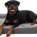 Cooling Orthopedic Dog Bed for Extra Large Dogs,Removable Washable Cover,Gel Memory Foam & Egg Crate Foam,Waterproof Joint Pain Relief 48"x30"x9.0",Dark Grey