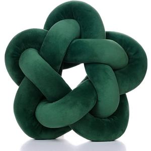 Wadser Knot Plush Throw Pillow Kids Handmade Knotted Star Pillow Soft Sofa Lumbar Cushion Stuffed Cushion Home Office Children Room Decor, Emerald Green (12.59 inches)