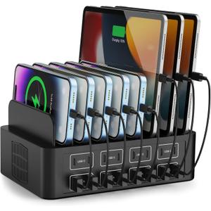 150W/35A Charging Station for Multiple Devices, RUANSZZ 16 Port USB~C Fast Charging Station, Multiple Charger Organizer Compatible with Cell Phone, iPad, Kindle, Tablet and Other Electronic