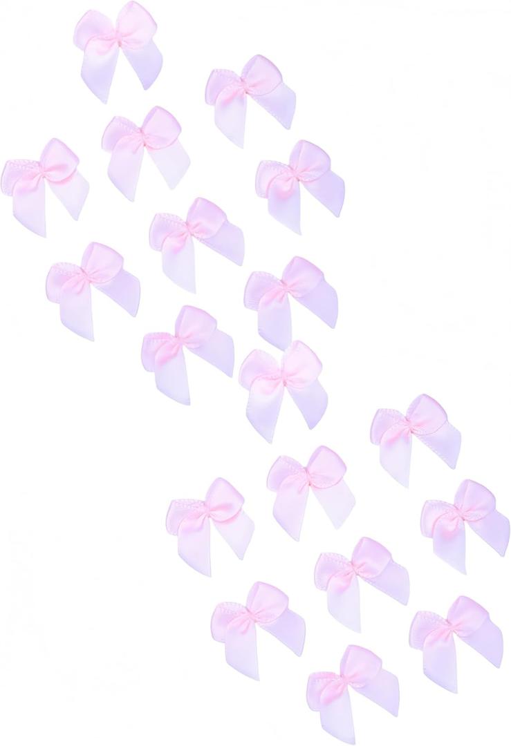 50 Pcs Pink Bows, Mini Satin Ribbon Bow, Tiny Craft Bows for DIY, Cheer Pins, Wedding & Gift Box Decor (Pink)