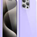 Svanove for iPhone 15 Pro Max Case Silicone, Glossy Soft Rubber Gel Jelly Cute Protective Plastic Simple Plain Phone Case Cover for Women Girl, Slim Thin Flexible TPU, Lilac Purple Lavender