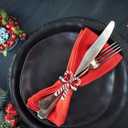 DOITOOL Christmas Napkin Ring Set of 4: Candy Cane Napkin Rings Metal Christmas Holder Holiday Ring Holders Buckle for Dinning Table Decoration