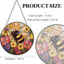 Bee Stained Glass Window Hanging Suncatcher 7.8 Inch