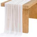 Ling's Moment 14Ft Chiffon Table Runner, Brilliant White Sheer Table Runners for Rustic Boho Wedding Party Bridal Shower Decorations Birthday Party