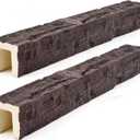 CroBlissful 2 Pack 3.5" W x 3.5" H x 48" L Faux Wood Ceiling Beams, Polyurethane U-Beams, Lightweight Rustic Wood Grain Beam Covers for Living Room Kitchen Entryway(Kona Brown, Salvaged Timber), 3.5" W x 5.5" H x 48" L