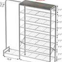 Shoe Rack with Coat Rack, 8 Tier Tall Shoe Storage Organizer with Hooks, 3-in-1, Wooden Top Shelf, Sturdy Frame, Metal Clothes Hanger Stand for Entryway, Closet, Silver