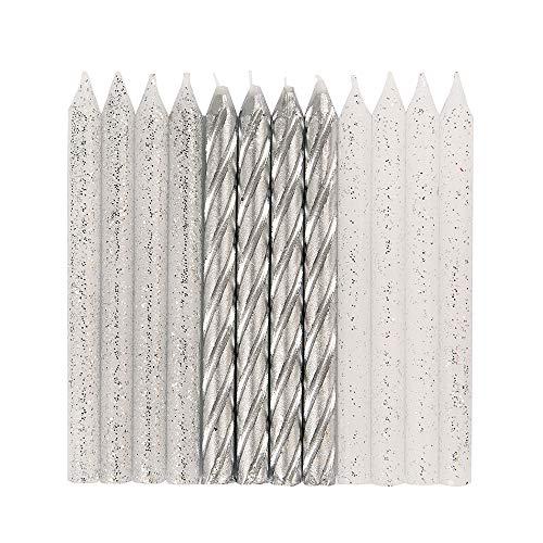 Dazzling Glitter & Silver Spiral Birthday Candles - 20ct Assorted Pack - Premium Quality, Long-Lasting & Elegant Design - Ideal for All Occasions