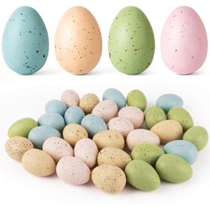 24/16/36 Pcs Easter Speckled Eggs, 2.4" Multi Colors Plastic Eggs for Easter Decorations, Pastel Easter Decor,Bowl & Vase Filler, Easter Basket Filler and Spring Table DIY Decor