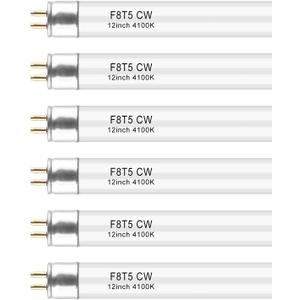 PACETAP F8T5 CW 4100k Fluorescent Bulbs 6 Pack, T5 12 inch 8 Watts Linear Under Cabinet Light Bulb Cool White, G5 Mini Bi Pins Base Replacement Tube for Under Cabinet Light, RV, Closet