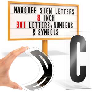 Houseables Marquee Letters, Sign Letters, Letter Sign, Outdoor, Plastic, Plexiglass, Changeable, for Board, Readerboard, Billboard, Church, 8 Inch Character on 9 in Panel, 301 PC, w/Numbers