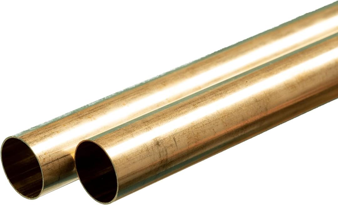 K&S K & S 9125 Round Brass Tube, 21/32" OD x 0.014" Wall x 36" Long, 2 Pieces, Made in The USA