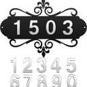House Address Plaques Metal Address Sign Outside House Number Mailbox Number Sign for House Home Hotel Office Garden Decorative Wall Plaque(13.8 inch,Delicate Style)