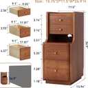 Narrow Nightstand with 4 Drawers, Solid Wood Narrow End Table, Modern Skinny Nightstand with 1 Semi-Open Shelf, Thin Couch Side End Table Night Stand with Drawers, 15.7"D x 11.8"W x 26.9"H