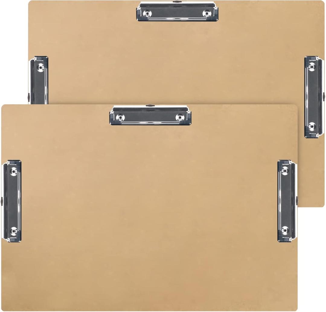 Acocony 11x17 Clipboard Three Clip Extra Large Clipboard Hardboard 11 x 17 Clipping Board Log Color Pack of 2, Wood Color 