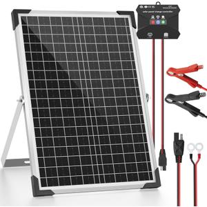 Voltset 30W 24V Solar Panel Kit, Solar Battery Maintainer with MPPT Charge Controller Adjustable Bracket, Solar Battery Charger for RV Car Boat Tractor and Camping
