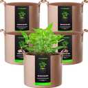 VIVOSUN 5-Pack 2 Gallons Grow Bags Heavy Duty Thickened Nonwoven Fabric Pots with Strap Handles Tan