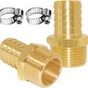 Joywayus Brass Barb Fitting 1" Hose Barb x 3/4" Male NPT Water/Fuel/Air(Pack of 2)