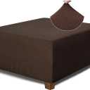 NeColorLife Square Ottoman Cover Jacquard Fabric Thick Stretchable Slipcover for Oversized Square Ottoman Furniture Protector,X-Large,Brown