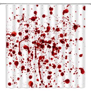 Halloween Blood Shower Curtain Horror Red Splash Ghost Bloody Spooky Scary Zombie Vampire Bloody Spatter Fabric Bathroom Sets with Hooks,White Red, 70" WX70 H