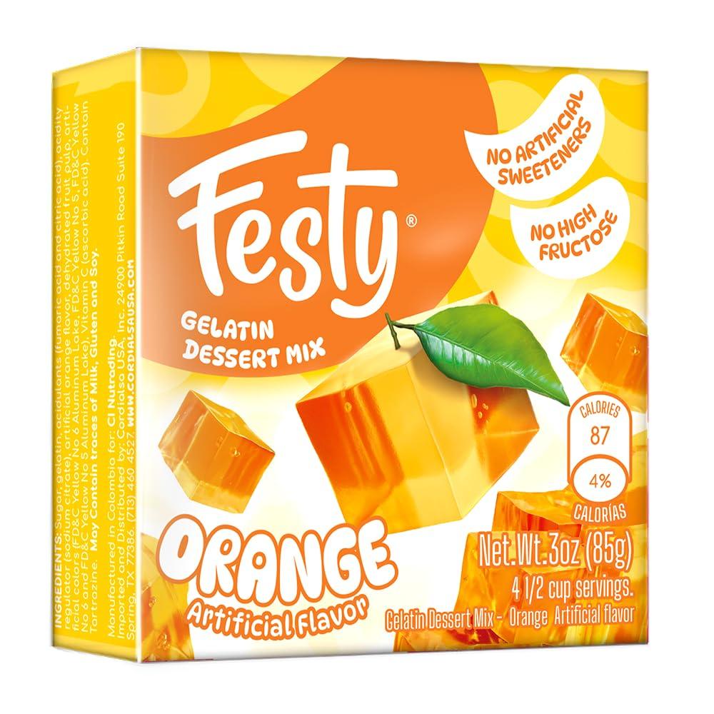 Festy Orange Gelatin Dessert Mix, 3 oz